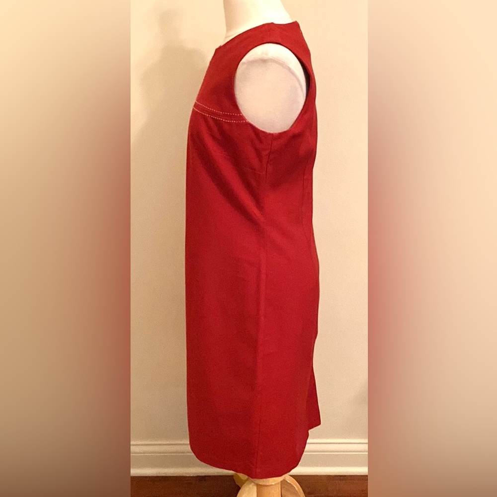 Eddie Bauer Red Textured M Minimalist Coastal Cottagecore Exposed Stitch Dress - Picture 6 of 10